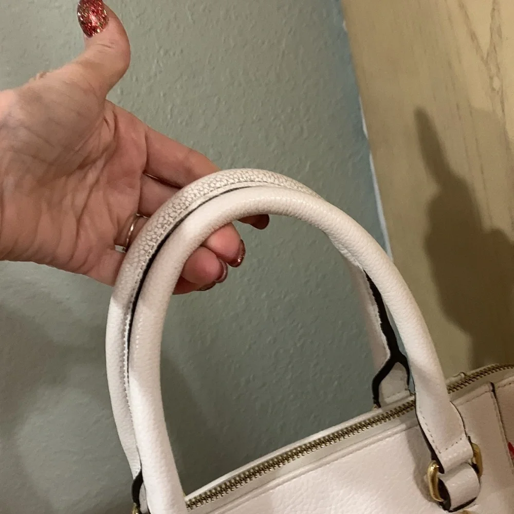 Liz, Claiborne, floral and white satchel